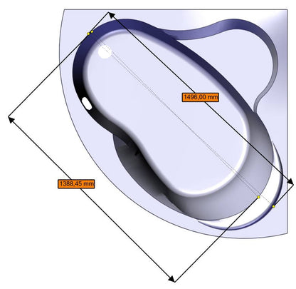 Novellini Una Vasca da Bagno Versione Standard da Incasso Misura 135x135 Guscio Tradizionale da Rivestire Forma Esterna Tonda Curva Semicircolare Simmetrica Interna Ovale Materiale Acrilico Finitura Bianco Lucido Installazione Angolo Angolare Reversibile