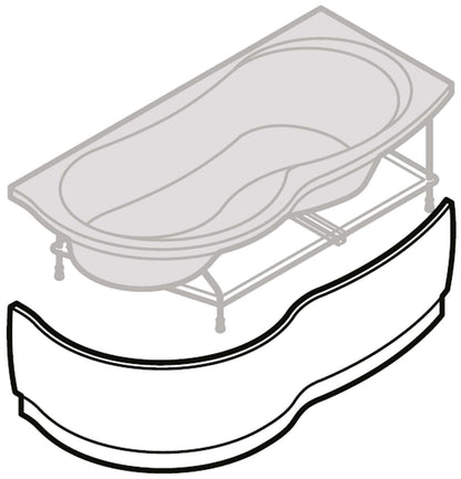 Novellini Venus Vasca da Bagno Versione Standard Con Telaio Misura 180x80 / 85 H55 cm Forma Esterna Tonda Curva Semicircolare Asimmetrica Interna a Otto Installazione Angolare Destra Pannello Frontale Erogatore Materiale Acrilico Finitura Bianco Lucido