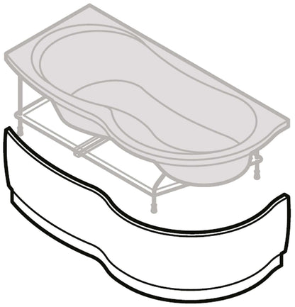 Novellini Venus Vasca da Bagno Versione Standard Con Telaio Misura 180x80 / 85 H55 cm Forma Esterna Tonda Curva Semicircolare Asimmetrica Interna a Otto Installazione Angolare Sinistra SX Pannello Frontale Colonna Materiale Acrilico Finitura Bianco Lucido