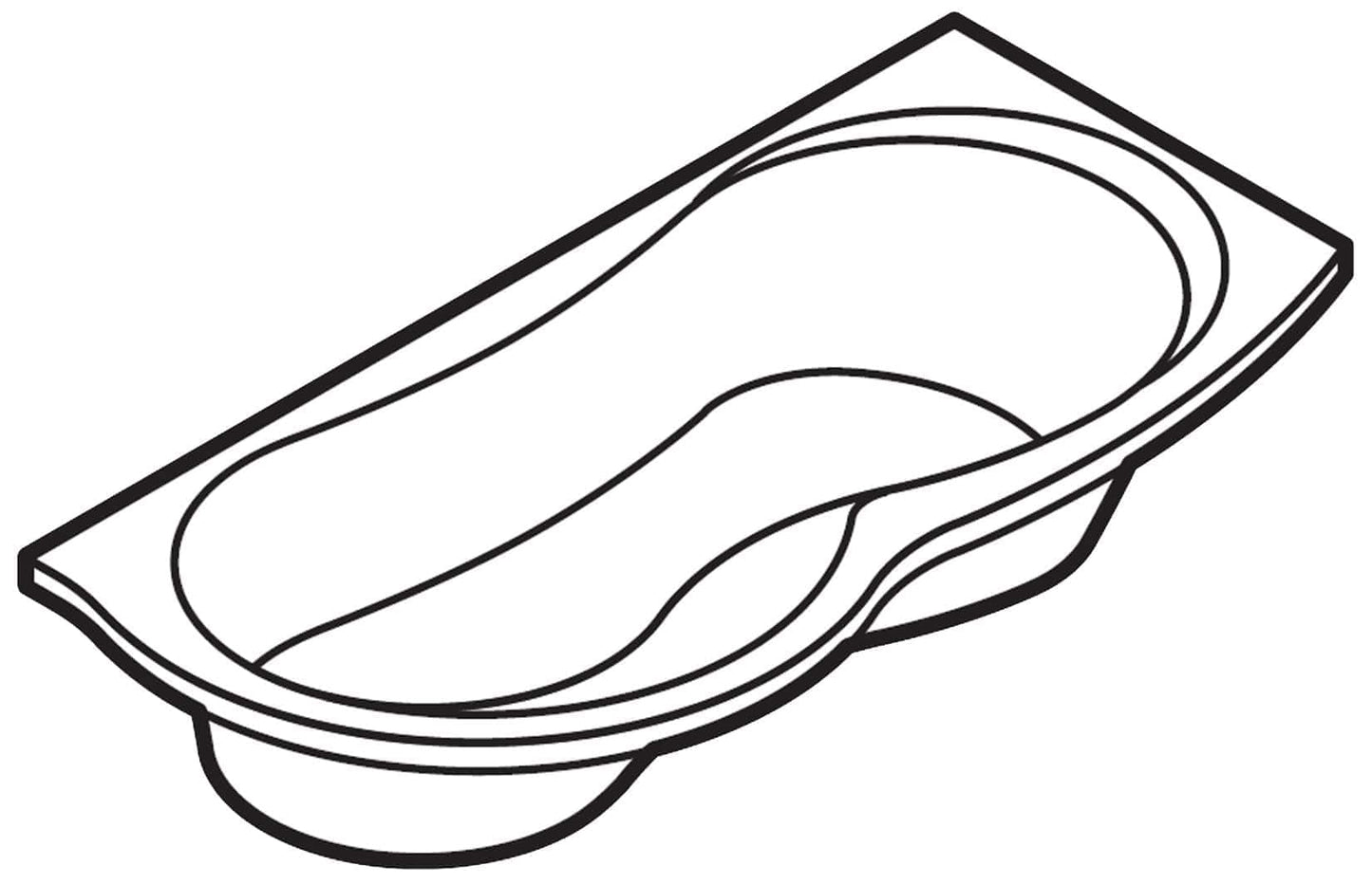 Novellini Venus Vasca da Bagno Versione Standard da Incasso Misura 170x70 / 85 H55 cm Guscio Tradizionale da Rivestire Installazione Angolo Destra Forma Esterna Curva Tonda Semicircolare Asimmetrica Interna a Otto Materiale Acrilico Colore Bianco Lucido