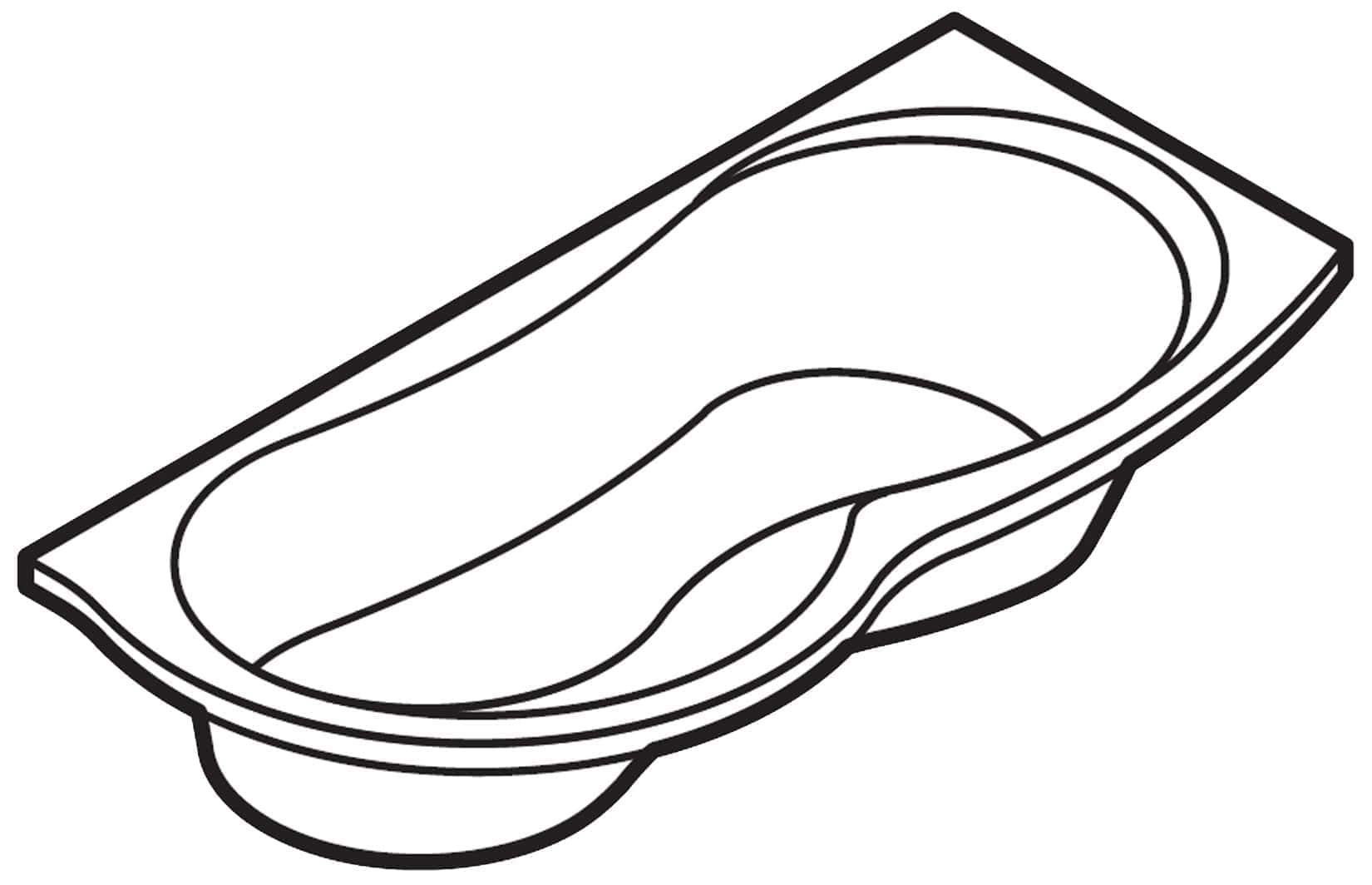 Novellini Venus Vasca da Bagno Versione Standard da Incasso Misura 170x70 / 85 H55 cm Guscio Tradizionale da Rivestire Installazione Angolo Destra Forma Esterna Curva Tonda Semicircolare Asimmetrica Interna a Otto Materiale Acrilico Colore Bianco Lucido