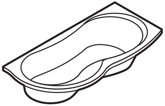 Novellini Venus Vasca da Bagno Versione Standard da Incasso Misura 170x70 / 85 H55 cm Guscio Tradizionale da Rivestire Installazione Angolo Destra Forma Esterna Curva Tonda Semicircolare Asimmetrica Interna a Otto Materiale Acrilico Colore Bianco Lucido