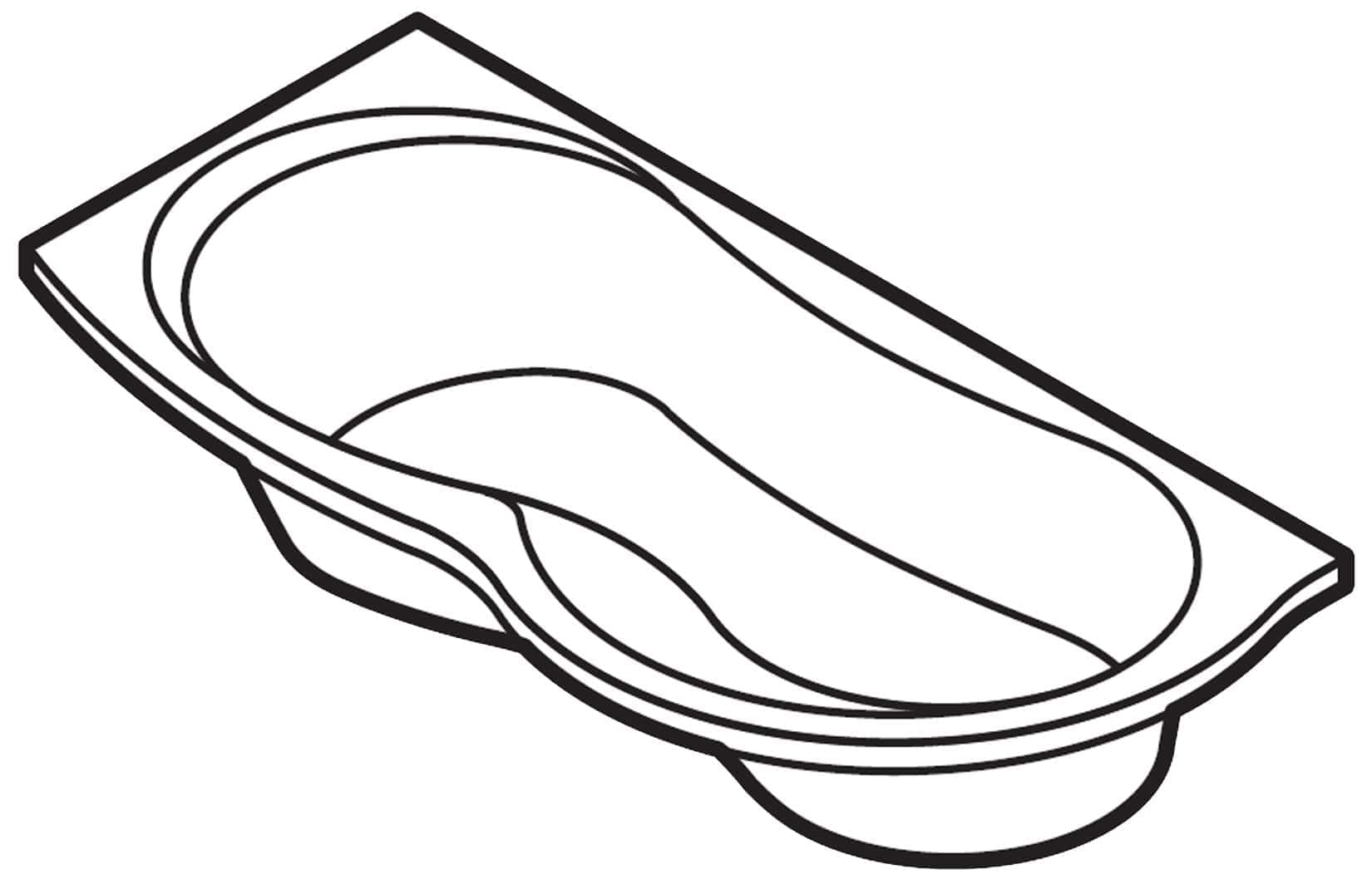 Novellini Venus Vasca da Bagno Versione Standard da Incasso Misura 180x80 / 85 H55 cm Guscio Tradizionale da Rivestire Installazione Angolo Sinistra Forma Esterna Curva Tonda Semicircolare Asimmetrica Interna a Otto Materiale Acrilico Colore Bianco Lucido