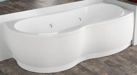 Novellini Venus Vasca da Bagno Versione Hydro Con Disinfezione Misura 180x80 / 85 H55 cm Idro Whirlpool 6 Getti Forma Esterna Semicircolare Asimmetrica Interna Otto Montaggio Angolo Destra Pannello Display Colonna Materiale Acrilico Colore Bianco Lucido