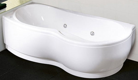 Novellini Venus Vasca da Bagno Versione Hydro Con Disinfezione Misura 170x70 / 85 H55 cm Idro Whirlpool 6 Jet Forma Esterna Semicircolare Asimmetrica Interna Otto Montaggio Angolo Sinistra Pannello Display Erogatore Materiale Acrilico Colore Bianco Lucido
