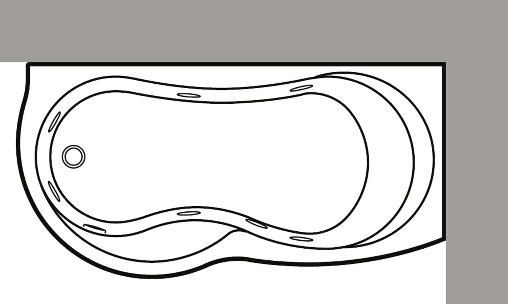 Novellini Venus Vasca da Bagno Versione Hydro Plus Misura 170x70 / 85 H55 cm Idro Whirlpool 6 Jets Disinfezione Airpool 12 Jet Forma Esterna Curva Asimmetrica Interna Otto Montaggio Angolare DX Pannello Display Erogatore Materiale Acrilico Finitura Bianco