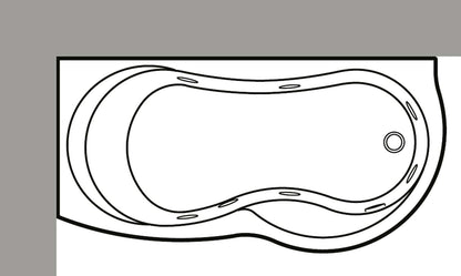 Novellini Venus Vasca da Bagno Versione Hydro Plus Misura 170x70 / 85 H55 cm Idro Whirlpool 6 Jets Disinfezione Airpool 12 Jet Forma Esterna Curva Asimmetrica Interna Otto Montaggio Angolare SX Pannello Display Rubinetto Materiale Acrilico Finitura Bianco