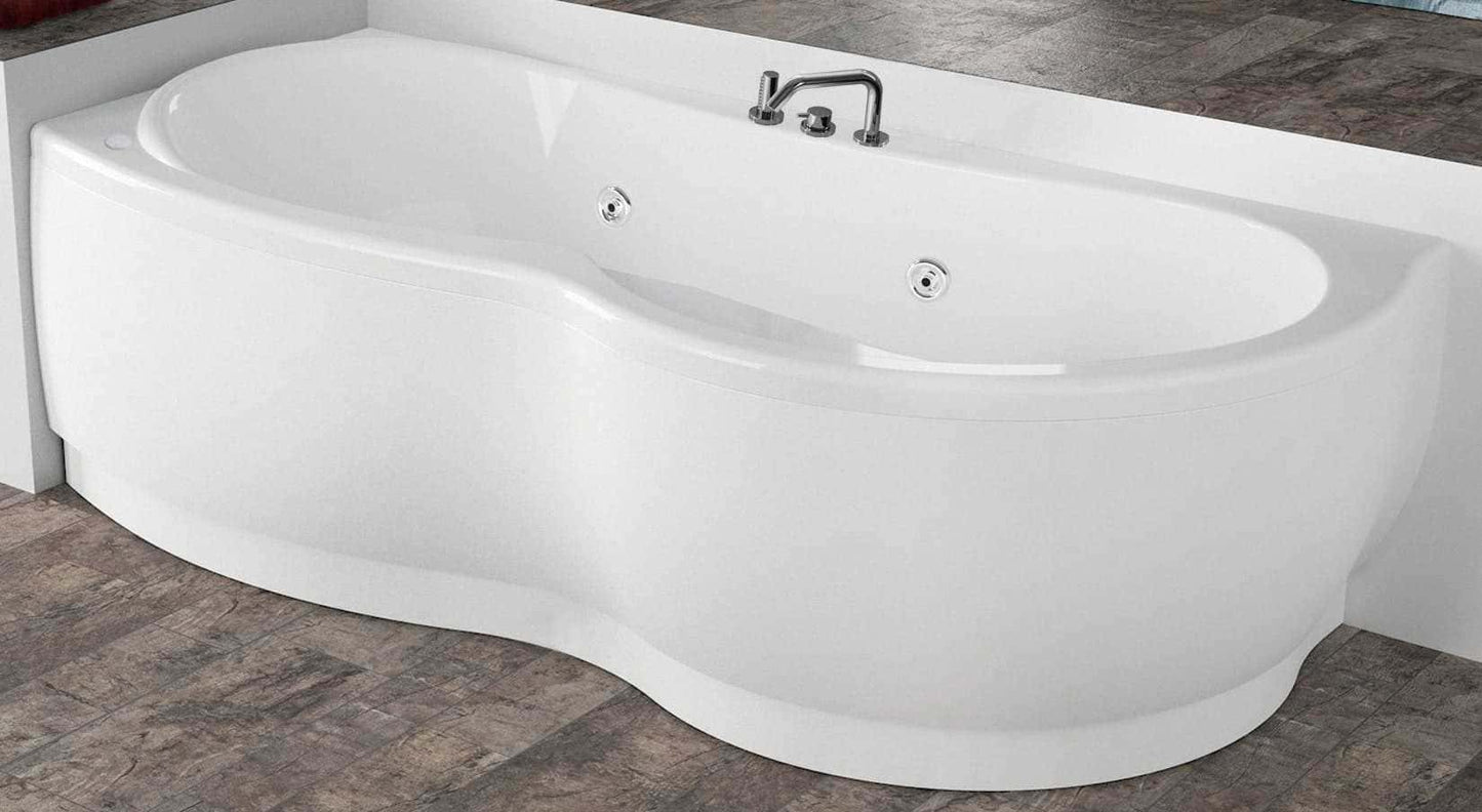 Novellini Venus Vasca da Bagno Versione Hydro Plus Misura 180x80 / 85 H55 cm Idro Whirlpool 6 Jets Disinfezione Airpool 12 Jet Forma Esterna Curva Asimmetrica Interna Otto Montaggio Angolare SX Pannello Display Rubinetto Materiale Acrilico Finitura Bianco