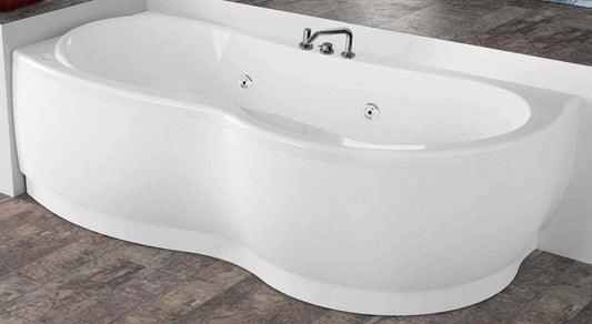 Novellini Venus Vasca da Bagno Versione Hydro Plus Misura 180x80 / 85 H55 cm Idro Whirlpool 6 Jets Disinfezione Airpool 12 Jet Forma Esterna Curva Asimmetrica Interna Otto Montaggio Angolare SX Pannello Display Rubinetto Materiale Acrilico Finitura Bianco