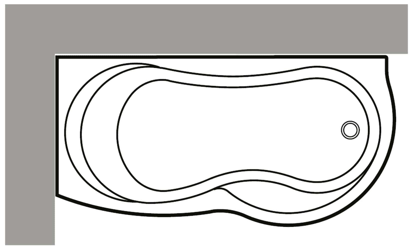 Novellini Venus Vasca da Bagno Versione Standard Con Telaio Misura 170x70 / 85 H55 cm Forma Esterna Tonda Curva Semicircolare Asimmetrica Interna a Otto Installazione Angolare Sinistra Pannello Frontale Erogatore Materiale Acrilico Finitura Bianco Lucido