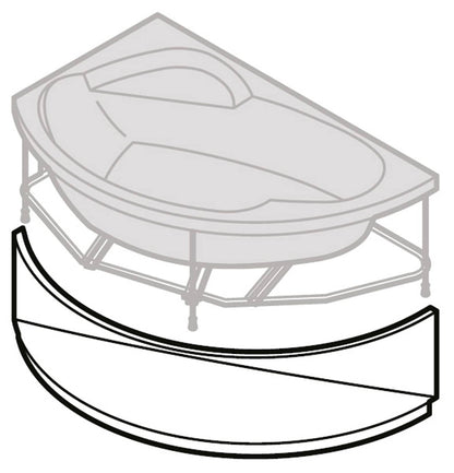 Novellini Vogue Vasca da Bagno Versione Hydro Misura 150x85 H55 cm Idro Whirlpool 5 Jets Forma Esterna Tonda Curva Semicircolare Asimmetrica Interna Ovale Installazione Angolo Sinistra Pannello Colonna Rubinetteria Cuscino Materiale Acrilico Colore Bianco