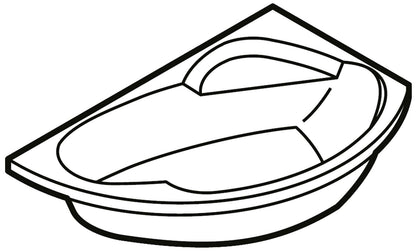 Novellini Vogue Vasca da Bagno Versione Standard da Incasso Misura 150x85 H55 cm Guscio Tradizionale da Rivestire Installazione ad Angolo a Destra Forma Esterna Tonda Curva Semicircolare Asimmetrica Interna Ovale Materiale Acrilico Finitura Bianco Lucido