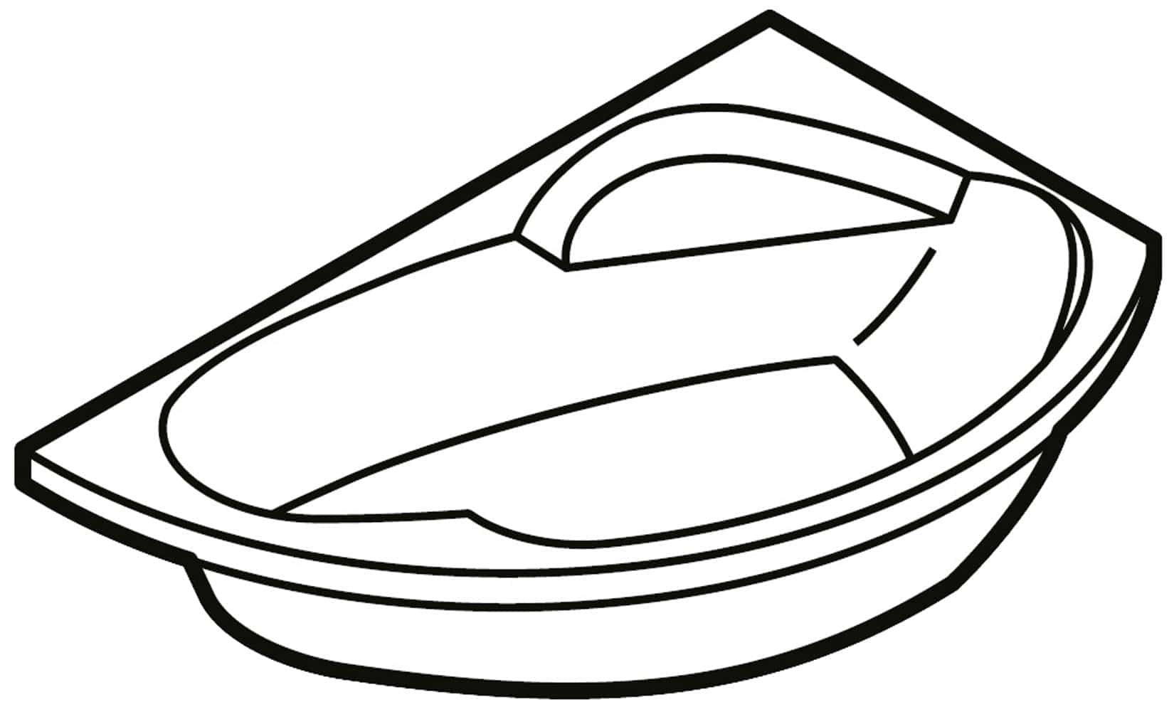 Novellini Vogue Vasca da Bagno Versione Standard da Incasso Misura 165x85 H55 cm Guscio Tradizionale da Rivestire Installazione ad Angolo a Destra Forma Esterna Tonda Curva Semicircolare Asimmetrica Interna Ovale Materiale Acrilico Finitura Bianco Lucido