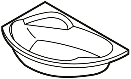 Novellini Vogue Vasca da Bagno Versione Standard da Incasso Misura 150x85 H55 cm Guscio Tradizionale da Rivestire Installazione ad Angolo Sinistra Forma Esterna Tonda Curva Semicircolare Asimmetrica Interna Ovale Materiale Acrilico Finitura Bianco Lucido