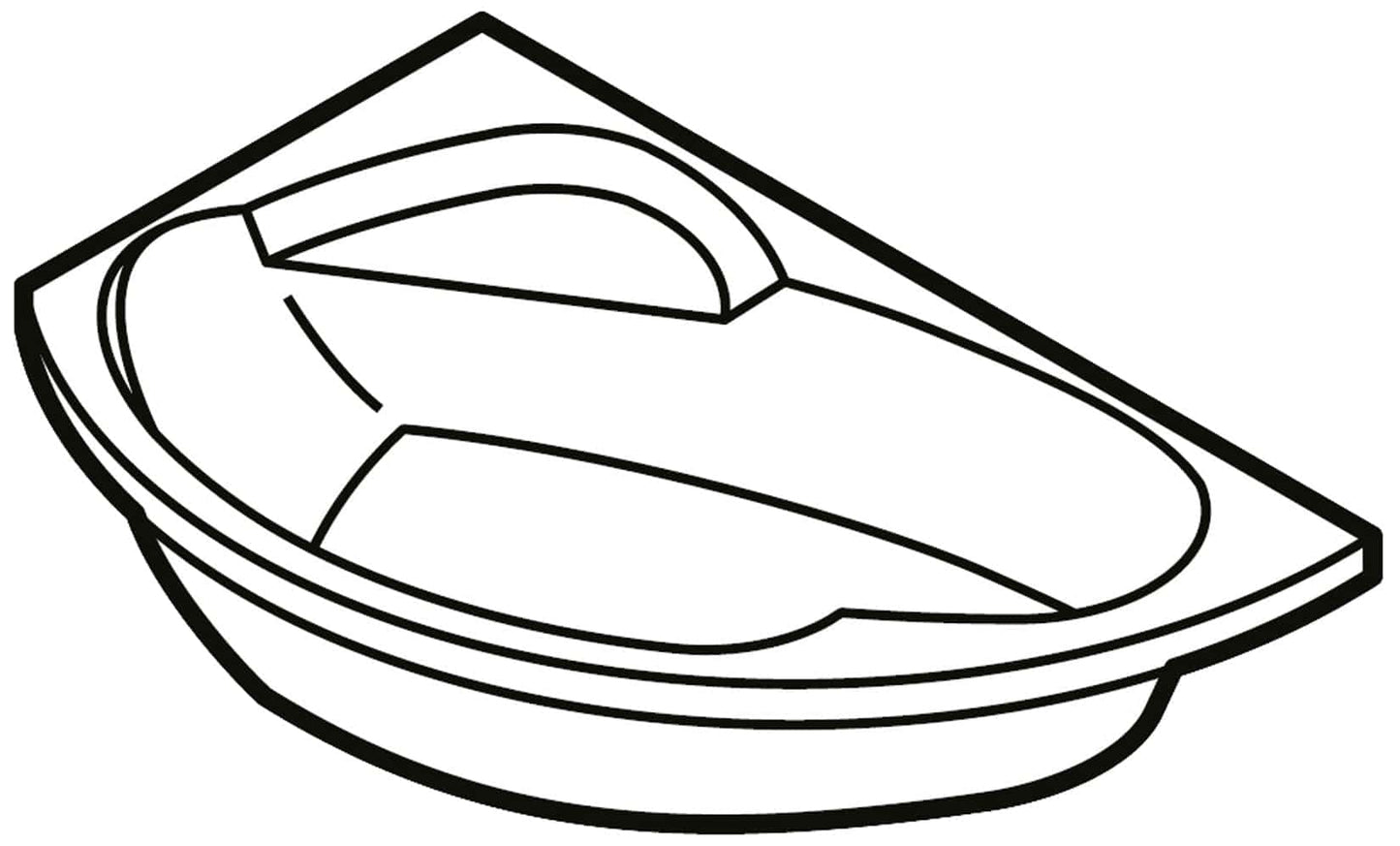 Novellini Vogue Vasca da Bagno Versione Standard da Incasso Misura 165x85 H55 cm Guscio Tradizionale da Rivestire Installazione ad Angolo Sinistra Forma Esterna Tonda Curva Semicircolare Asimmetrica Interna Ovale Materiale Acrilico Finitura Bianco Lucido