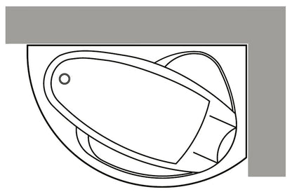 Novellini Vogue Vasca da Bagno Versione Standard Con Telaio Misura 165x85 H55 cm Forma Esterna Semicircolare Asimmetrica Interna Ovale Installazione Angolare Destra Pannello Frontale Colonna Rubinetteria Cuscino Materiale Acrilico Finitura Bianco Lucido