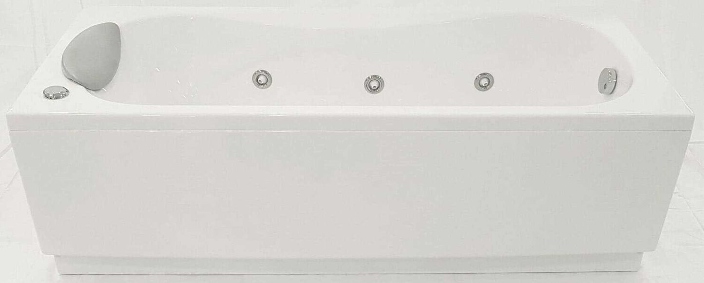 Novellini Calypso Vasca da Bagno Versione Eco Misura 170x70 H55 cm Idro Whirlpool 6 Getti Installazione Reversibile Accensione Pneumatica Forma Esterna Rettangolare Interna ad Otto 2 Pannelli Materiale Acrilico Colore Bianco Lucido Colonna Poggiatesta