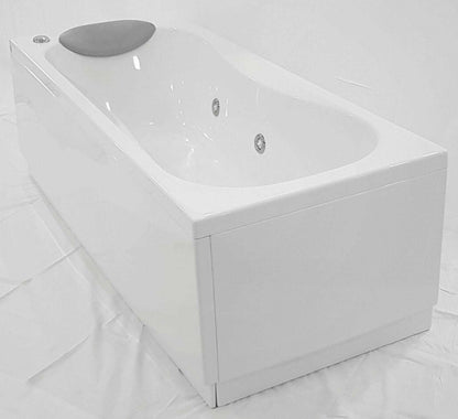 Novellini Calypso Vasca da Bagno Versione Eco Misura 180x80 H55 cm Idro Whirlpool 6 Getti Installazione Reversibile Accensione Pneumatica Forma Esterna Rettangolare Interna ad Otto 2 Pannelli Materiale Acrilico Colore Bianco Lucido Colonna Poggiatesta