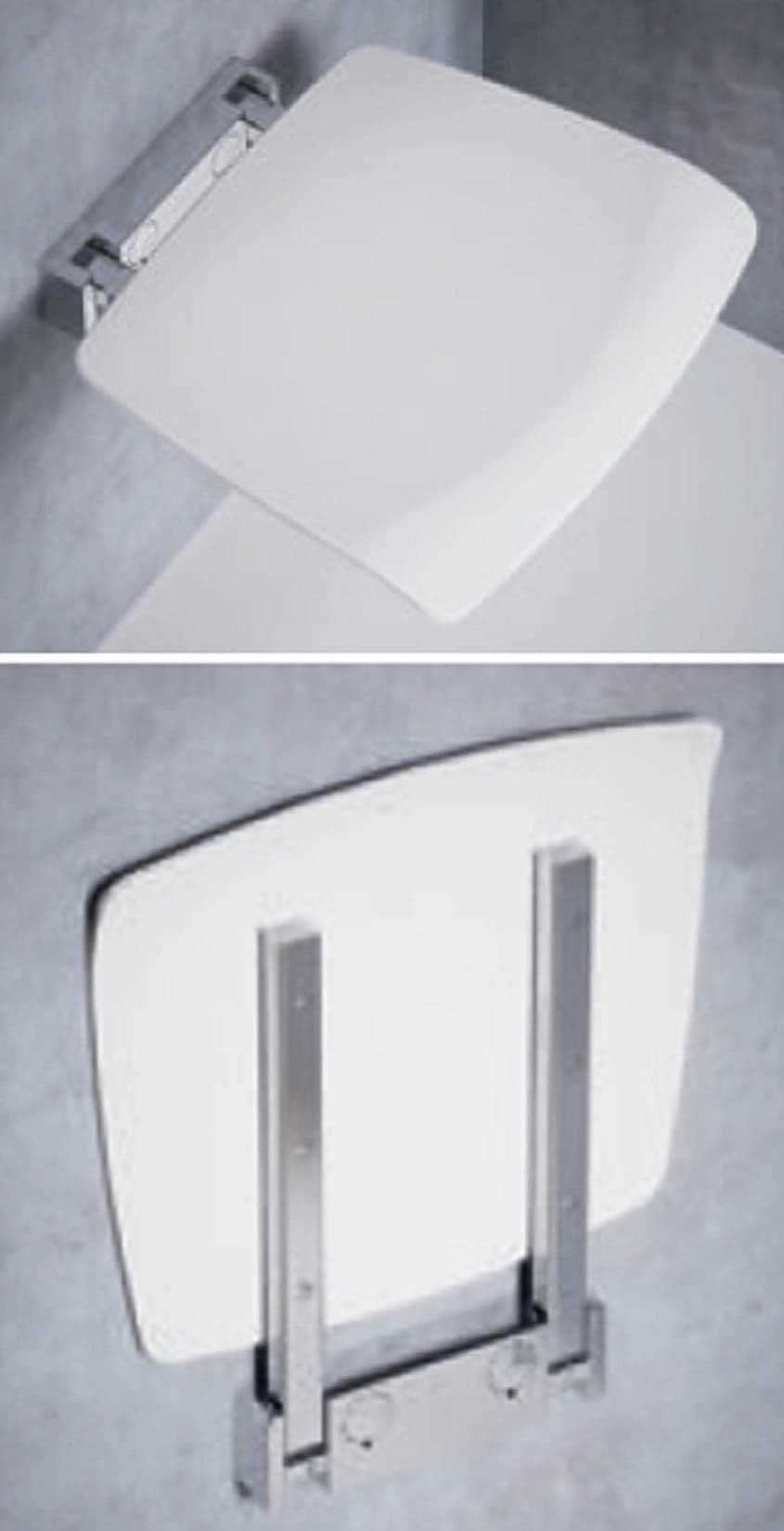 Novellini Sedile Reclinabile Portata Massima 100kg Parete Bianco RAL 9003 Solida Struttura Metallo Cromato Acciaio Inossidabile Meccanismo Rotazione Seduta Ergonomica Confortevole Superfice Antiscivolo 37x38 Altezza 7 cm