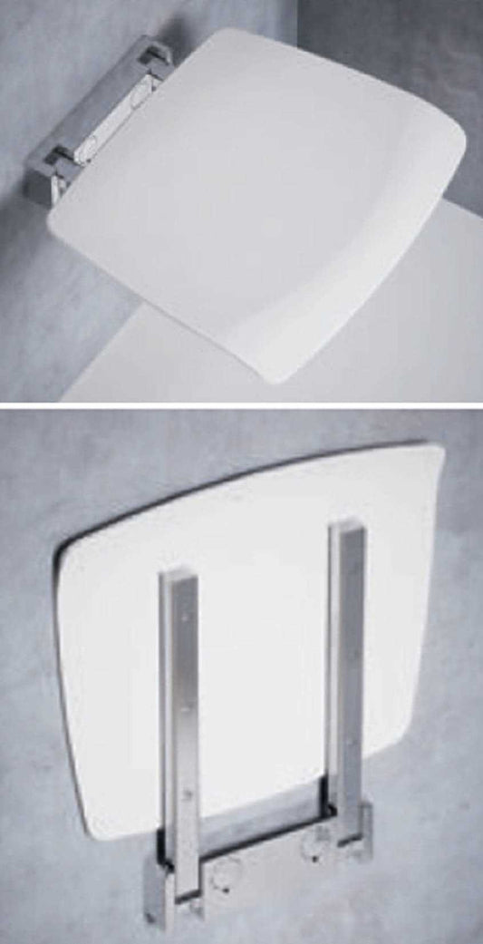 Novellini Sedile Reclinabile Portata Massima 100kg Parete Bianco RAL 9003 Solida Struttura Metallo Cromato Acciaio Inossidabile Meccanismo Rotazione Seduta Ergonomica Confortevole Superfice Antiscivolo 37x38 Altezza 7 cm