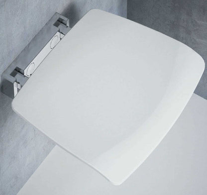 Novellini Sedile Reclinabile Portata Massima 100kg Parete Bianco RAL 9003 Solida Struttura Metallo Cromato Acciaio Inossidabile Meccanismo Rotazione Seduta Ergonomica Confortevole Superfice Antiscivolo 37x38 Altezza 7 cm