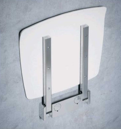 Novellini Sedile Reclinabile Portata Massima 100kg Parete Bianco RAL 9003 Solida Struttura Metallo Cromato Acciaio Inossidabile Meccanismo Rotazione Seduta Ergonomica Confortevole Superfice Antiscivolo 37x38 Altezza 7 cm