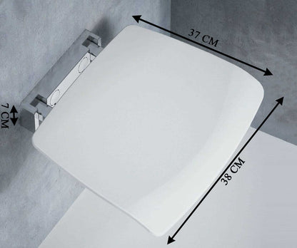 Novellini Sedile Reclinabile Portata Massima 100kg Parete Bianco RAL 9003 Solida Struttura Metallo Cromato Acciaio Inossidabile Meccanismo Rotazione Seduta Ergonomica Confortevole Superfice Antiscivolo 37x38 Altezza 7 cm