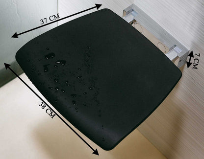 Novellini Sedile Reclinabile Portata Massima 100kg Parete Nero RAL 7021 Solida Struttura Metallo Cromato Acciaio Inossidabile Meccanismo Rotazione Seduta Ergonomica Confortevole Superfice Antiscivolo 37x38 Altezza 7 cm