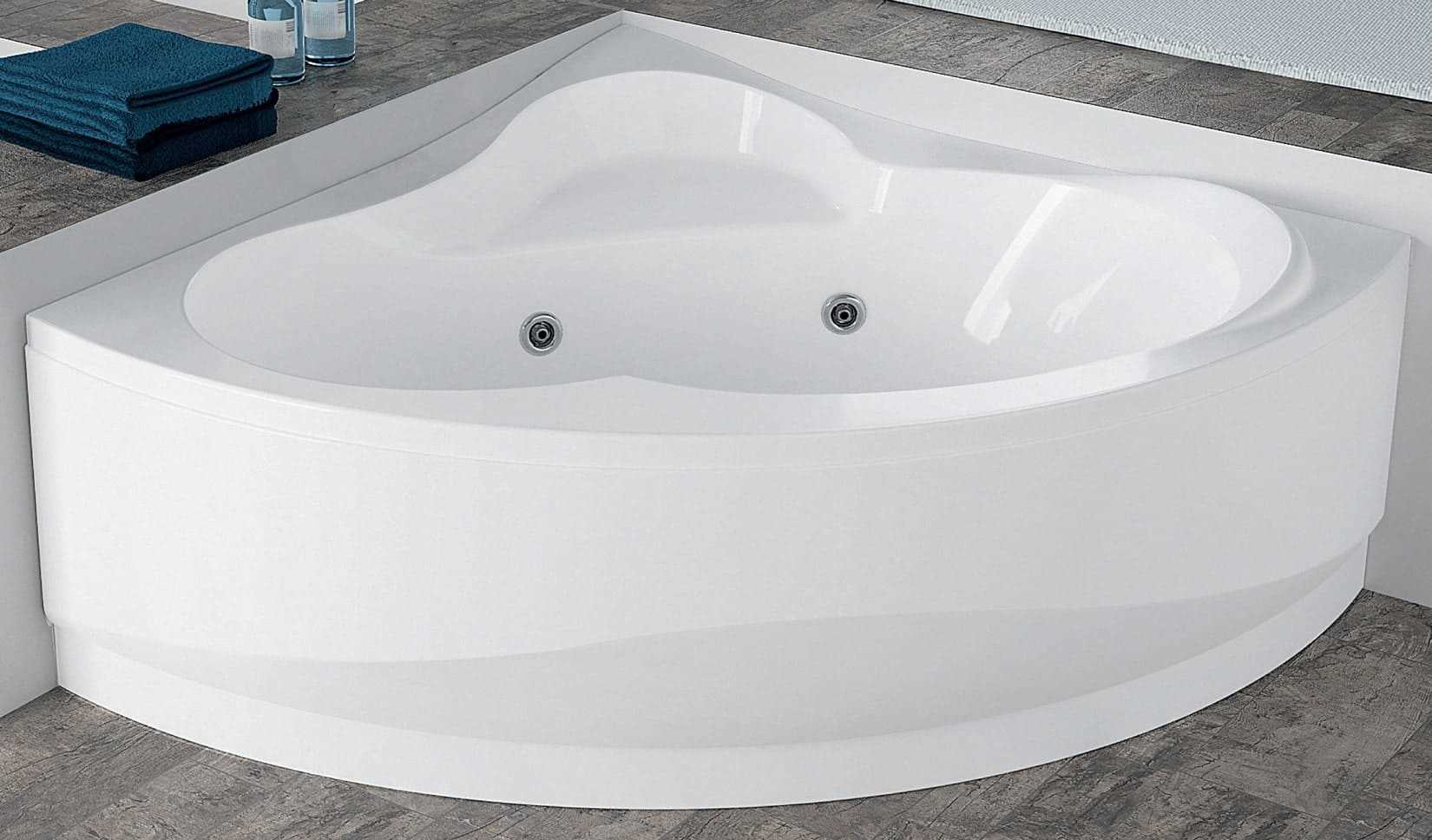 Novellini Una Vasca da Bagno Versione Hydro Misura 135x135 H55 cm Idro Whirlpool 6 Jets Accensione Digitale Forma Esterna Semicircolare Simmetrica Interna Ovale Installazione Angolare Reversibile Pannello Colonna Materiale Acrilico Finitura Bianco Lucido