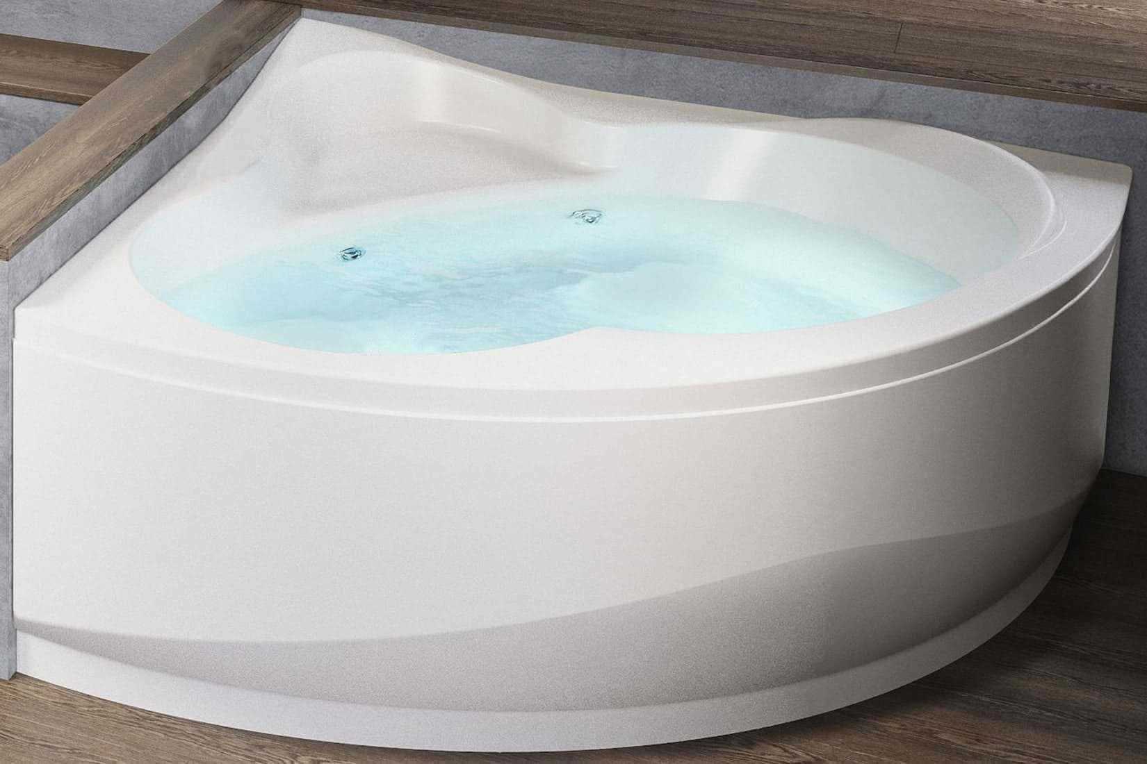 Novellini Una Vasca da Bagno Versione Hydro Con Disinfezione Misura 135x135 H55 cm Idro Whirlpool 6 Jets Accensione Digitale Forma Esterna Semicircolare Simmetrica Interna Ovale Installazione Angolo Pannello Colonna Materiale Acrilico Colore Bianco Lucido