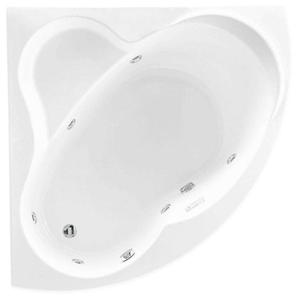 Novellini Una Vasca da Bagno Versione Hydro Misura 135x135 H55 cm Idro Whirlpool 6 Jets Accensione Digitale Forma Esterna Semicircolare Simmetrica Interna Ovale Installazione Angolare Reversibile Pannello Colonna Materiale Acrilico Finitura Bianco Lucido