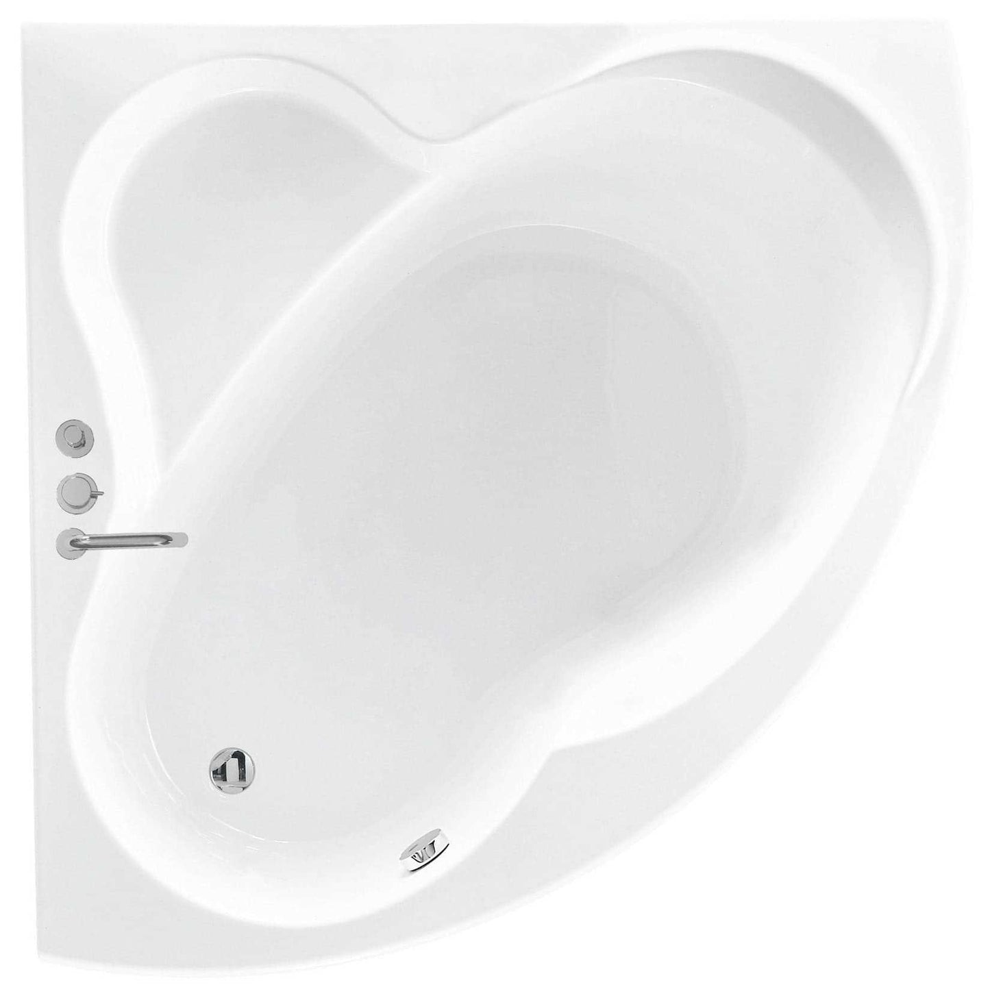 Novellini Una Vasca da Bagno Versione Standard Con Telaio Misura 135x135 H55 cm Forma Esterna Tonda Curva Semicircolare Simmetrica Interna Ovale Installazione Angolare Reversibile Pannello Frontale Colonna Rubinetto Materiale Acrilico Colore Bianco Lucido