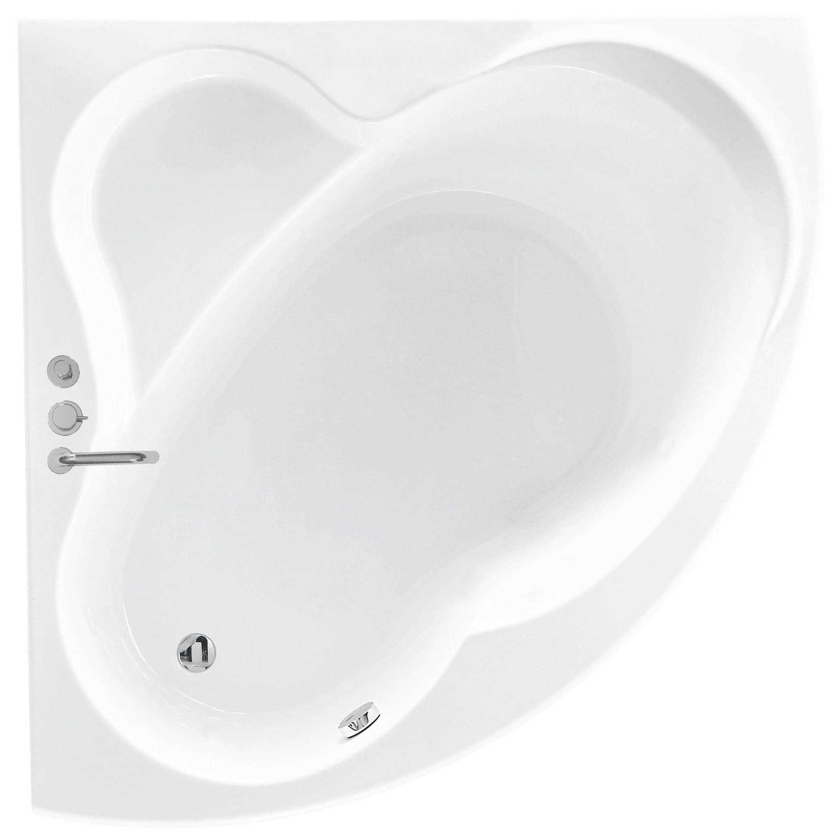 Novellini Una Vasca da Bagno Versione Standard Con Telaio Misura 135x135 H55 cm Forma Esterna Tonda Curva Semicircolare Simmetrica Interna Ovale Installazione Angolare Reversibile Pannello Frontale Colonna Rubinetto Materiale Acrilico Colore Bianco Lucido