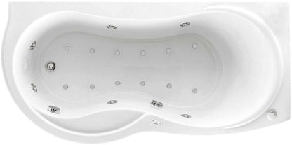 Novellini Venus Vasca da Bagno Versione Hydro Plus Misura 180x80 / 85 H55 cm Idro Whirlpool 6 Jets Disinfezione Airpool 12 Jet Forma Esterna Curva Asimmetrica Interna Otto Montaggio Angolare DX Pannello Display Erogatore Materiale Acrilico Finitura Bianco