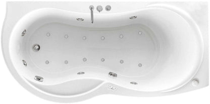 Novellini Venus Vasca da Bagno Versione Hydro Plus Misura 180x80 / 85 H55 cm Idro Whirlpool 6 Jets Disinfezione Airpool 12 Jet Forma Esterna Curva Asimmetrica Interna Otto Montaggio Angolare DX Pannello Display Rubinetto Materiale Acrilico Finitura Bianco