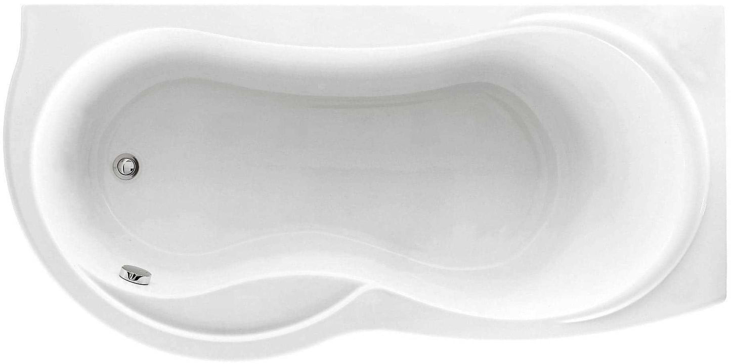 Novellini Venus Vasca da Bagno Versione Standard Con Telaio Misura 180x80 / 85 H55 cm Forma Esterna Tonda Curva Semicircolare Asimmetrica Interna a Otto Installazione Angolare Destra DX Pannello Frontale Colonna Materiale Acrilico Finitura Bianco Lucido