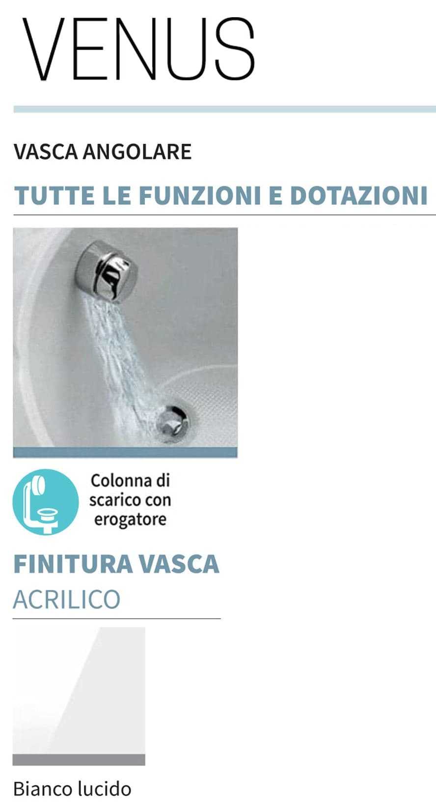 Novellini Venus Vasca da Bagno Versione Standard Con Telaio Misura 170x70 / 85 H55 cm Forma Esterna Tonda Curva Semicircolare Asimmetrica Interna a Otto Installazione Angolare Destra Pannello Frontale Erogatore Materiale Acrilico Finitura Bianco Lucido