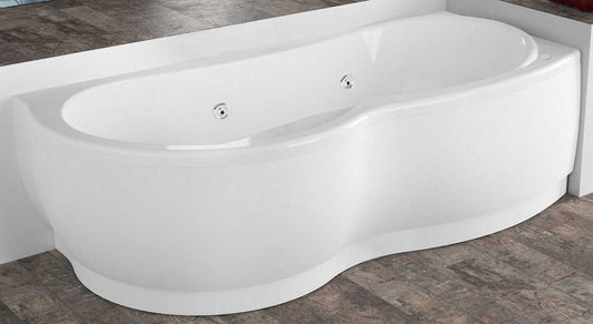 Novellini Venus Vasca da Bagno Versione Hydro Plus Misura 170x70 / 85 H55 cm Idro Whirlpool 6 Jets Disinfezione Airpool 12 Jet Forma Esterna Curva Asimmetrica Interna Otto Montaggio Angolo Destra Pannello Display Colonna Materiale Acrilico Colore Bianco
