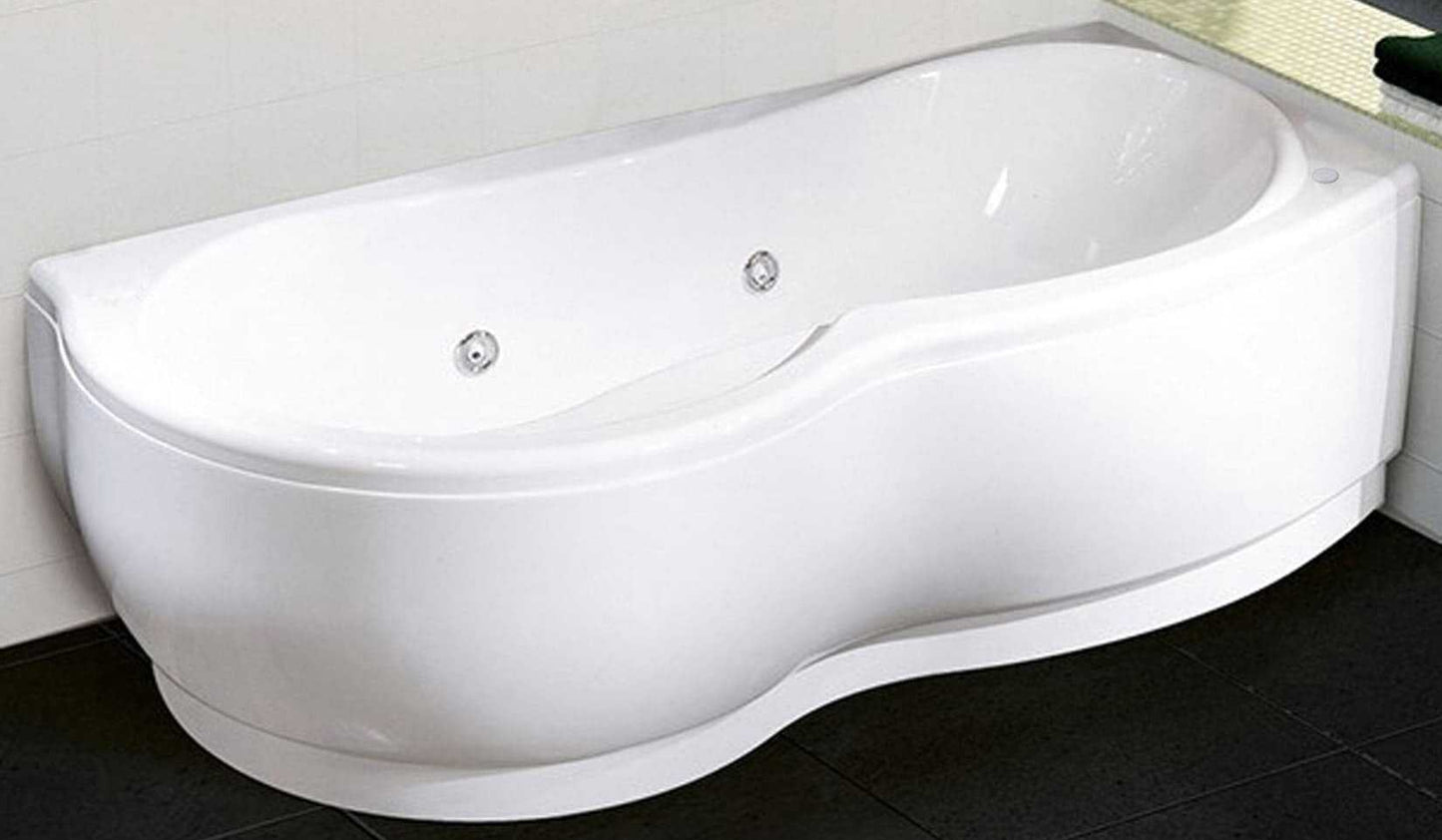 Novellini Venus Vasca da Bagno Versione Hydro Plus Misura 180x80 / 85 H55 cm Idro Whirlpool 6 Jets Disinfezione Airpool 12 Jet Forma Esterna Curva Asimmetrica Interna Otto Montaggio Angolare DX Pannello Display Erogatore Materiale Acrilico Finitura Bianco