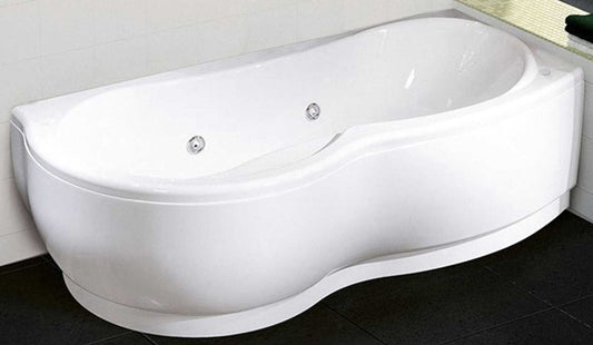 Novellini Venus Vasca da Bagno Versione Hydro Plus Misura 180x80 / 85 H55 cm Idro Whirlpool 6 Jets Disinfezione Airpool 12 Jet Forma Esterna Curva Asimmetrica Interna Otto Montaggio Angolare DX Pannello Display Erogatore Materiale Acrilico Finitura Bianco