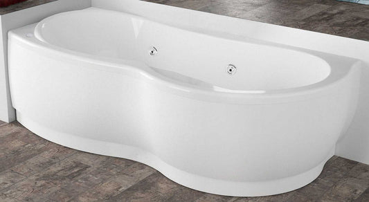 Novellini Venus Vasca da Bagno Versione Hydro Plus Misura 170x70 / 85 H55 cm Idro Whirlpool 6 Jets Disinfezione Airpool 12 Jet Forma Esterna Curva Asimmetrica Interna Otto Montaggio Angolo Sinistra Pannello Display Colonna Materiale Acrilico Colore Bianco