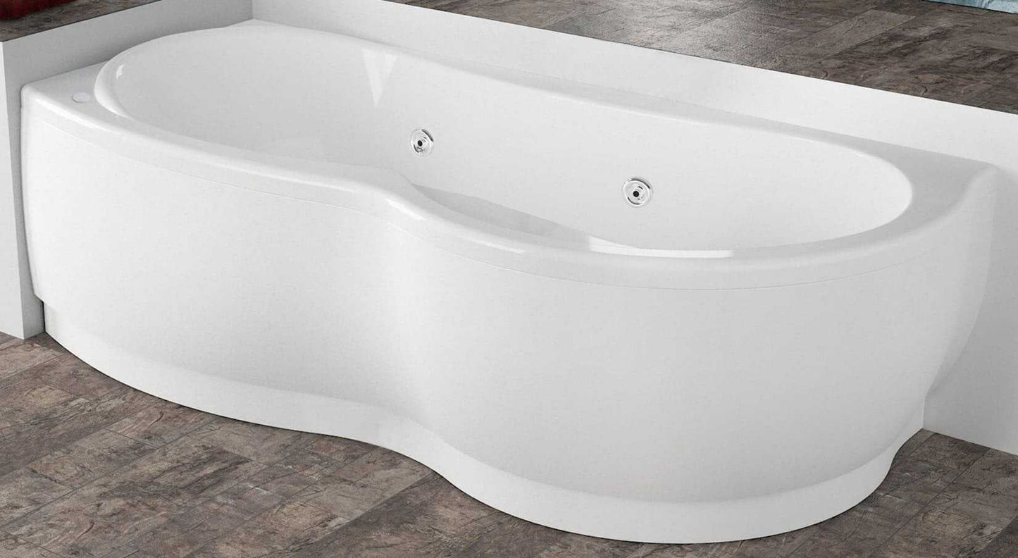 Novellini Venus Vasca da Bagno Versione Hydro Plus Misura 180x80 / 85 H55 cm Idro Whirlpool 6 Jets Disinfezione Airpool 12 Jet Forma Esterna Curva Asimmetrica Interna Otto Montaggio Angolare SX Pannello Display Erogatore Materiale Acrilico Finitura Bianco