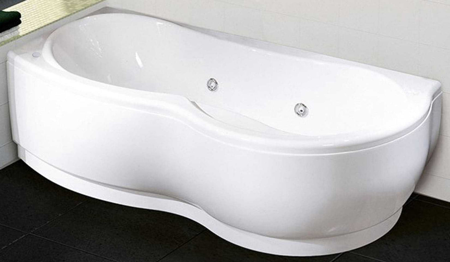 Novellini Venus Vasca da Bagno Versione Hydro Plus Misura 170x70 / 85 H55 cm Idro Whirlpool 6 Jets Disinfezione Airpool 12 Jet Forma Esterna Curva Asimmetrica Interna Otto Montaggio Angolare SX Pannello Display Erogatore Materiale Acrilico Finitura Bianco