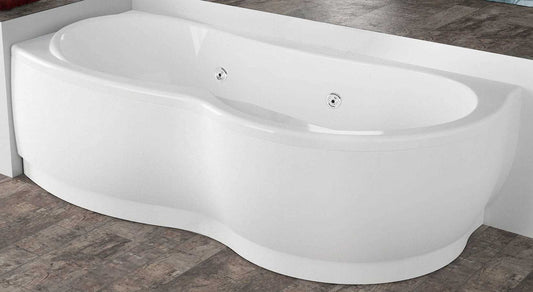Novellini Venus Vasca da Bagno Versione Hydro Misura 180x80 / 85 H55 cm Idro Whirlpool 6 Getti Forma Esterna Tonda Semicircolare Asimmetrica Interna Otto Montaggio Angolo Sinistra Pannello Frontale Display Colonna Materiale Acrilico Colore Bianco Lucido