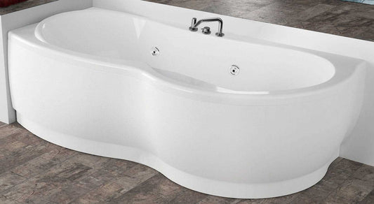 Novellini Venus Vasca da Bagno Versione Hydro Misura 170x70 / 85 H55 cm Idro Whirlpool 6 Getti Forma Esterna Curva Tonda Semicircolare Asimmetrica Interna Otto Montaggio Angolo Sinistra Pannello Display Rubinetteria Materiale Acrilico Colore Bianco Lucido