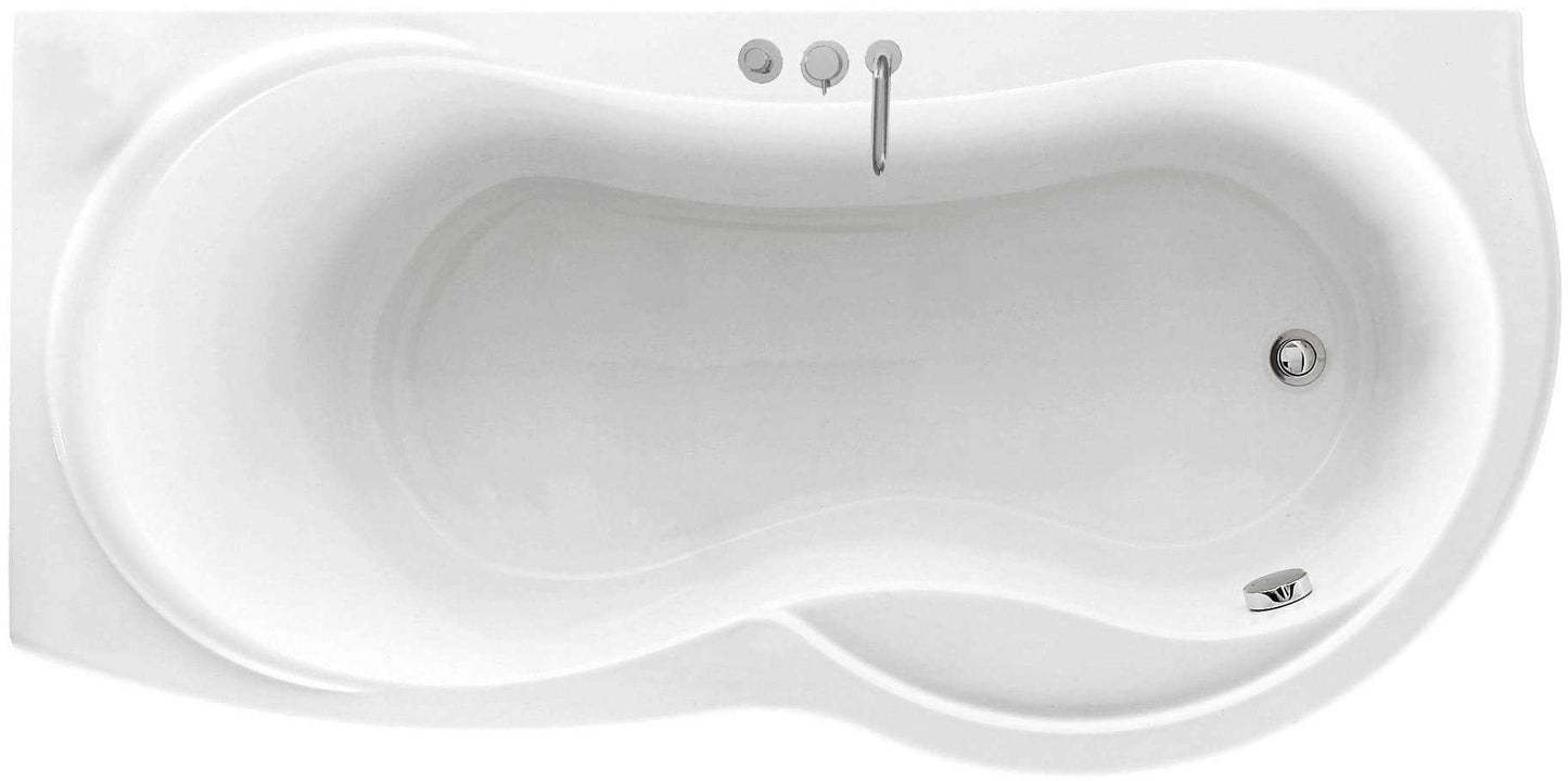 Novellini Venus Vasca da Bagno Versione Standard Con Telaio Misura 170x70 / 85 H55 cm Forma Esterna Tonda Curva Semicircolare Asimmetrica Interna Otto Installazione Angolare Sinistra Pannello Frontale Rubinetteria Materiale Acrilico Finitura Bianco Lucido