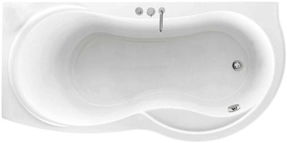 Novellini Venus Vasca da Bagno Versione Standard Con Telaio Misura 180x80 / 85 H55 cm Forma Esterna Tonda Curva Semicircolare Asimmetrica Interna Otto Installazione Angolare Sinistra Pannello Frontale Rubinetteria Materiale Acrilico Finitura Bianco Lucido