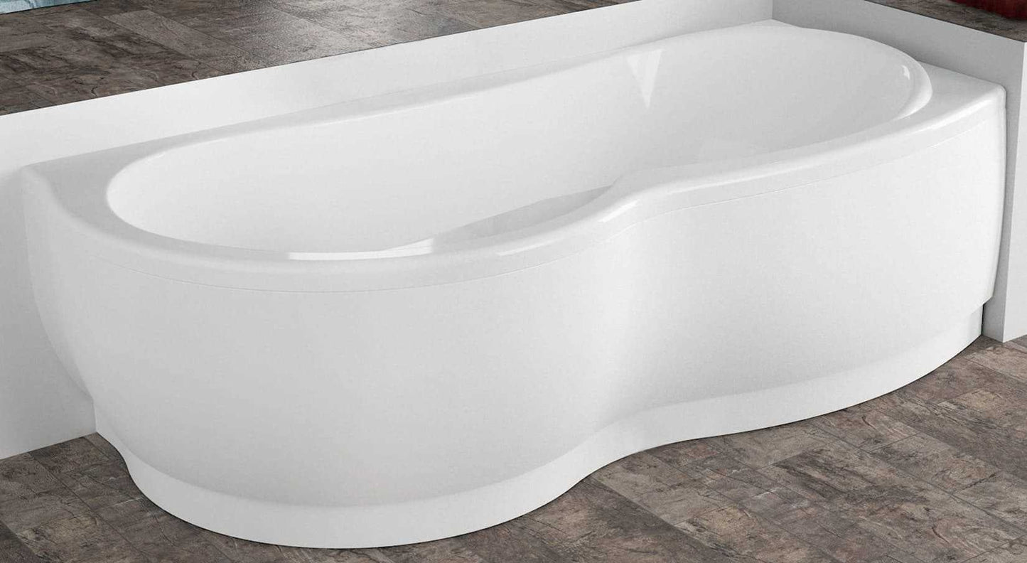 Novellini Venus Vasca da Bagno Versione Standard Con Telaio Misura 180x80 / 85 H55 cm Forma Esterna Tonda Curva Semicircolare Asimmetrica Interna a Otto Installazione Angolare Destra DX Pannello Frontale Colonna Materiale Acrilico Finitura Bianco Lucido