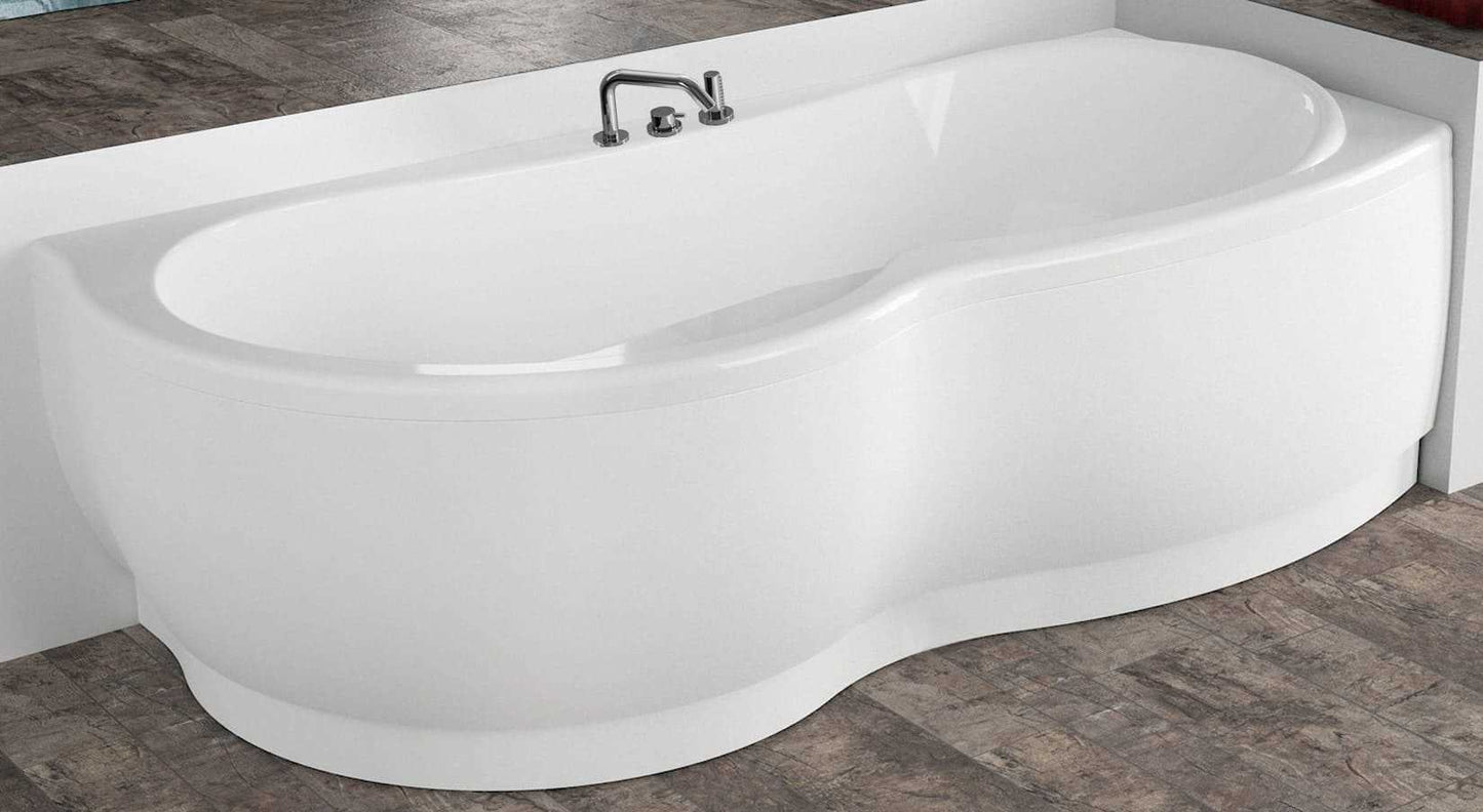 Novellini Venus Vasca da Bagno Versione Standard Con Telaio Misura 170x70 / 85 H55 cm Forma Esterna Tonda Curva Semicircolare Asimmetrica Interna Otto Installazione Angolare Destra Pannello Frontale Rubinetteria Materiale Acrilico Finitura Bianco Lucido