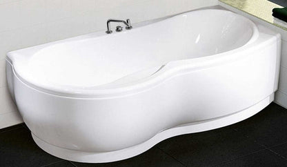 Novellini Venus Vasca da Bagno Versione Standard Con Telaio Misura 170x70 / 85 H55 cm Forma Esterna Tonda Curva Semicircolare Asimmetrica Interna Otto Installazione Angolare Destra Pannello Frontale Rubinetteria Materiale Acrilico Finitura Bianco Lucido